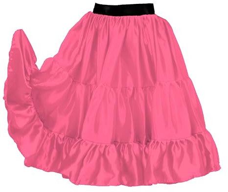 MEEK MERCERY BY KF Gonna Corta in Raso a 3 Strati per Ragazze Gonna Corta in Raso con Elastico in Vita S62