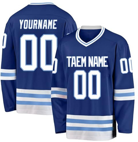 Maglia da Hockey personalizzata,Progetta la tua maglia da Hockey personalizzata con nome/squadra/numero, maglia da Hockey con nome adatto ai regali per bambini e adulti stile 5 KAN0827A, bianco,