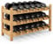 COSTWAY 3 Tier Countertop Wine Rack, 18-Bottle Bamboo Freestanding Wine Holder Organizer, Space-saving Wine Display and Storage Shelf for Kitchen Pantry Pub Wine Cellar (Natural)