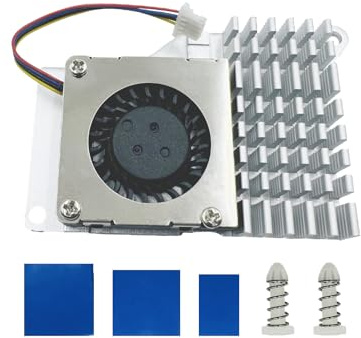BlueMW Aluminium Kühlkörper Active Cooler Cooling Fan für Raspberry Pi 5, Active Cooler for RasPi 5 mit Temperaturgesteuertem Gebläse Lüfter