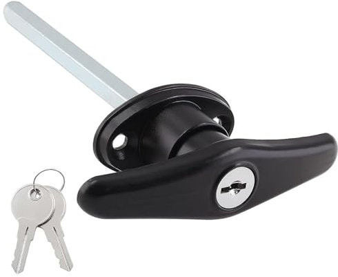 Qjaiune 1 Pack Truck Cap Locking T-Handles Black Camper Topper Lock, Keyed Alike Camper Shell Locks and Keys T-Handle Canopy Replacement Lock, T Handle Garage Lock Blind Mount Locking T-Handle