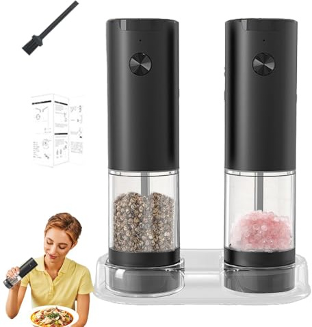 2 X Electric Salt and Pepper Grinder Set, Automatic Battery Pepper Mill Shakers, Automatic & Adjustable Coarseness, Kitchen Gadgets, Housewarming for New Home
