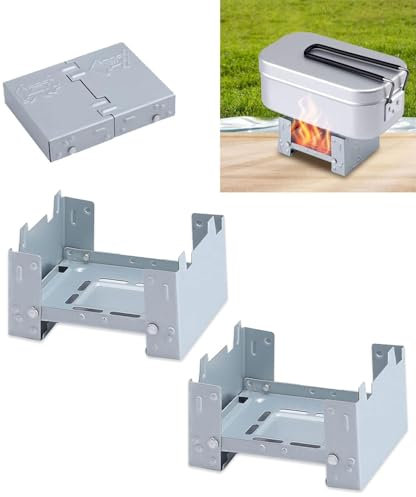 Azwood Portable Solid Fuel Stove, 2pcs Foldable Stove Alcohol Oven Burner Thickened Solid Alcohol Fuel Folding Stove Mini Camping Stove for Solo Camping, Hiking, Picnic, BBQ - pocket size