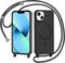 AOMYKE Handyband für iPhone 13 / iPhone 14 Hülle mit Band, Magnetisch Handyhülle kompatibel mit Magsafe zum Umhängen Schutzhülle mit Kette Kordel Weich TPU Liquid Silikon Case，Schwarz