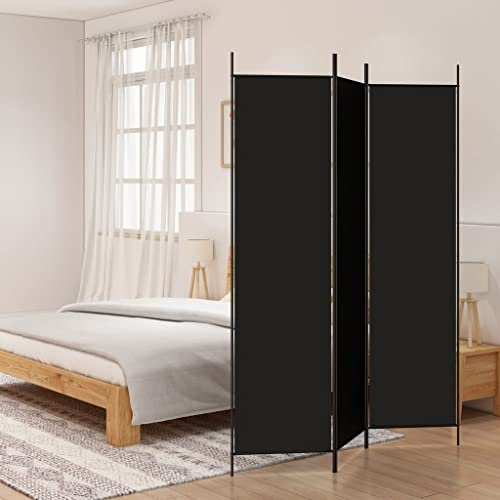 Myheimly Paravent,Raumtrenner Raumteiler Trennwand Umkleide Sichtschutz Spanische Wand Wohnzimmer Schlafzimmer,Stoff ParaventSchwarz,150 x 200 cm