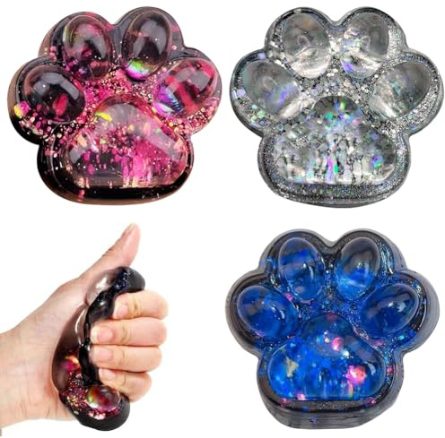 Cat Paw Squishy, 3 Stück Katzenpfoten Anti Stress Squeeze Spielzeug, Süße Weiche Quetschspielzeuge, Katze Pfote Squishy, Stressabbau Fidget Toys für Kinder und Erwachsene