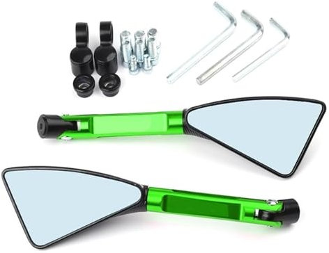 Motorrad Lenkerendenspiegel Für Kawa&saki Für Vulcan/S 650cc Für V&ulcans 650cc Universal Motorrad Spiegel CNC Seite Rückspiegel(Grün)