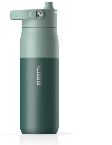 BRITA LARQ Essential Trinkflasche (grün, 680 ml) Edelstahl Wasser-Flasche, doppelwandige Isolierung (24h kalt), spülmaschinengeeignet