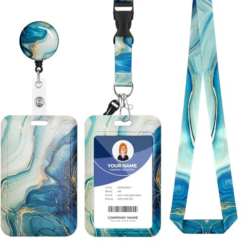 Porte Badge avec Cordon,Tour de Cou Badge avec Porte-Cartes,Porte Badge Enrouleur, Strap Neck avec Swivel Lobster Clasp pour Porte Badges d'Identification (Metallic Green-D)