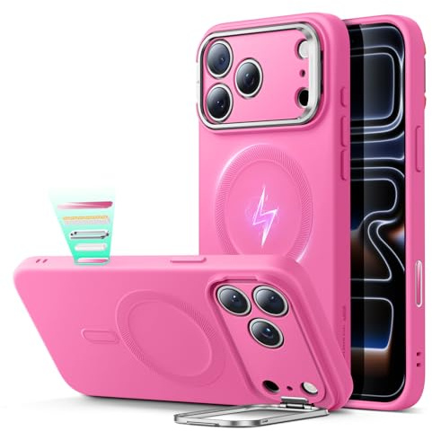 ESR für iPhone 17 Pro Max Hülle, Kamerasteuerung, Silikon Hülle mit Ständer, kompatibel mit MagSafe, integrierter Kameraständer, Magnetische Handyhülle für iPhone 17 Pro Max, Rosa