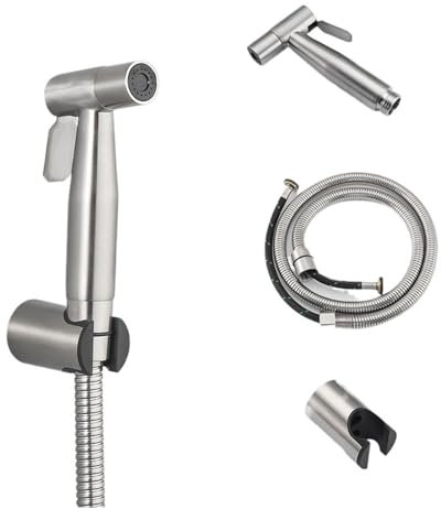 1 Pcs Bidet Faucet Stainless Steel Handheld Bidet Sprayer Set Black Toilet Faucet Single Cold Water Shower Head Accessories (Color : Without Valve -02)
