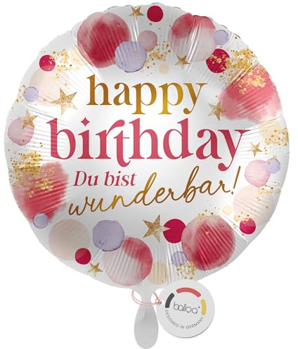 balloa Geburtstagsballon Du bist wunderbar, Folienballon, 33 cm | Spruch Du bist wunderbar in Rosa und Gold, runde Form, heliumgeeignet, ungefüllt, liebevolle Geburtstagsdeko für Frauen