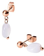 Purelei® Island Dawn Ohrringe – Stecker mit blauem Achat – Edelstahl 18K vergoldet – Minimalistische Damen Ohrstecker 16 mm – Zarter Naturstein für Klarheit & Leichtigkeit (Rosegold)