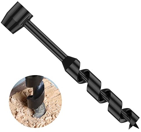 Handbohrer Manuell Bushcraft φ25x230mm Holzbohrer Handbohrmaschine Holzbearbeitung Handbohrer Mehrzweck Schlangenbohrer für Holzbearbeitung Outdoor Survival Camping Schwarz
