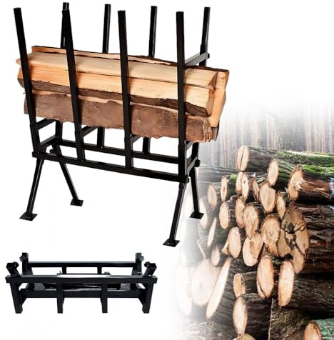 UISEBRT Sägebock mit Feststellbügel,Höhenverstellbar Holzsägebock, 400 kg Belastbarkeit,Zusammenklappbar Sägegestell Wetterfest für Kettensäge & Brennholz,77x53x102cm