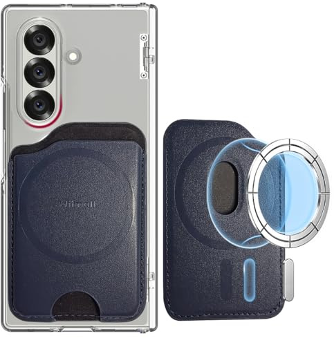 Miimall Portefeuille Magnet pour Samsung Galaxy S26 S25 S24 Ultra/Plus/FE/Z Fold 8 Ultra 7 6 5/A17 A56 A36 Series, Accueille 3 Cartes, Similar Cuir Léger, Double Face Porte-Cartes Magnétique-Bleu