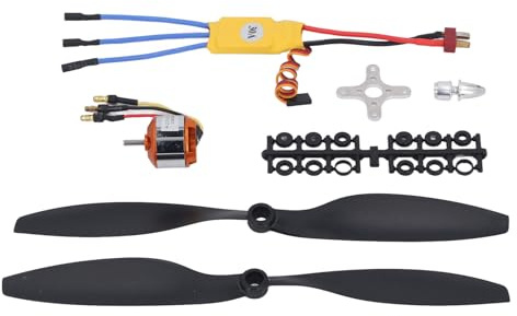 YWBL-WH A2212 13T 1000KV Bürstenloser Motorsatz, 30A Regler mit T-Stecker für 550 RC-Flugzeug-Quadcopter-Hubschrauber, Leichter Motor aus Legiertem Stahl mit Propellerkopf und Montagezubehör