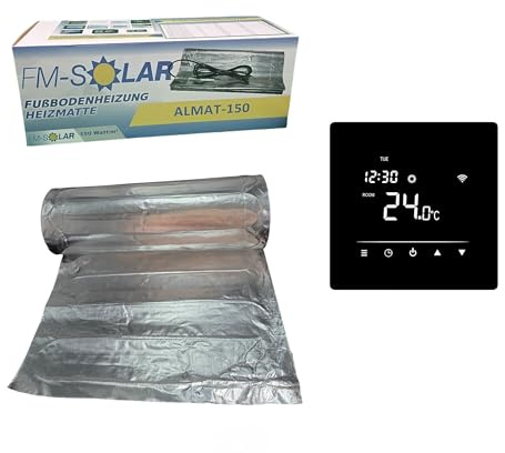 FM-SOLAR 2,5m² Elektrische Fußbodenheizung 150W/m² elektro Bodenheizung ALU + Thermostat Funk Weiß
