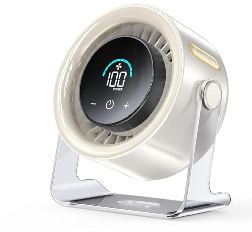 Coolhill Ventilador inalámbrico de pared, pequeño ventilador de pared recargable para dormitorio y cocina, ventilador silencioso de 100 velocidades con pantalla digital, inclinación de 120°