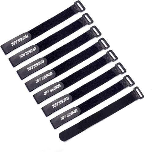 FPVDrone RC Lipo Battery Straps 20mm x 250mm Non-Slip Rubberized Battery Tie Down Straps for RC Drone Boat Car(8Pcs)