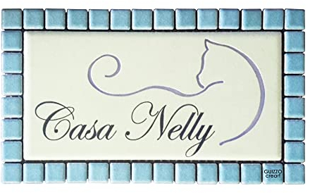 Mosaici Guizzo - Placa de cerámica grabada + cornami, color crema