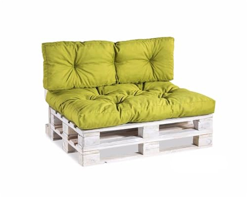 Gutekissen Palettenkissen, Gartensofakissen, Gesteppte Kissen gefüllt mit granuliertem Poulirette-Schaum, viele Farben und Größen PPI (Rückenlehne 120x40, gesteppt Limette)
