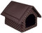 Elegant Hundehöhle, Hundehütte | Größe XL: 44 x 55 x 43 cm | Farbe: Braun - Muster: Pfoten | Hundehaus für mittlere und Große Hunde | Katzenhaus, Katzenhöhle