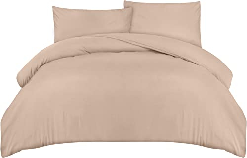 Utopia Bedding Bettwäsche 200x200 Set - Mikrofaser Bettbezug 200x200 cm + 2 Kissenbezüge 50x75 cm - Beige