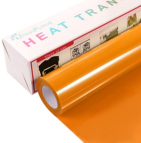 NANAPLUMS Plotterfolie Textil, 30.5cm×4m Flexfolie Plotter Textil, Bügelfolie für Textilien Transferfolie zum Aufbügeln für DIY T-Shirt, Stoffe(Orange Gelb)