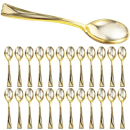 YARNOW 24Pcs Goldene Kunststoff Mini Löffel| 3. 85 Verkostung Dessert Löffel Für Desserts Und Vorspeisen