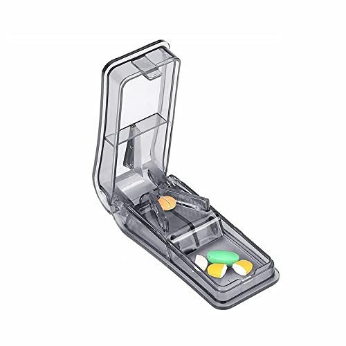 LATRAT Coupe-pilules à rainures en V parfait pour couper des pilules de toute taille pour médicaments, boîte à pilules pour la séparation