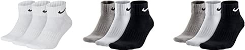 NIKE 9 Paar Socken One Quater Socks Herren Damen Kurze Socke Knöchelhoch, Farbcode + Farbe:A24 3 Paar weiss 6 Paar bunt, Größe:38-42