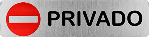 Becral® - Señal de acero inoxidable PRIVADO | Placa puerta | Señal informativa | Cartel Puerta 200X50mm (ref.RD707029)