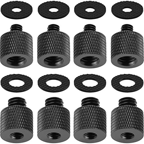 8 Pieces Camera Screw Adapter Thread 1/4 Male to 3/8 Female and 3/8 Male to 1/4 Female Adapter with Rubber Pad for Camera Monitor, Tripod, Mount
