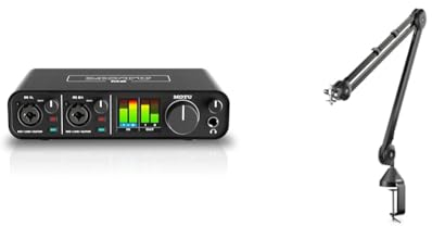 MOTU M2 - USB-Audio-Schnittstelle & RØDE PSA1 Rundfunk-Gelenkarmstativ, Schwarz