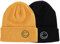LANLYLGQ 2Stück Beanie Unisex Herren Damen Wintermütze Strickmütze Warmmütze Skimütze Stickerei Smiley Face (Schwarz+Gelb C)