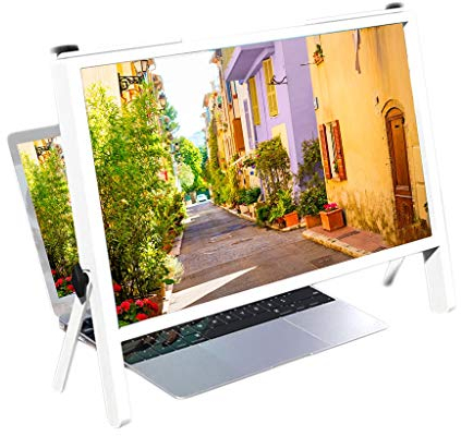 KITCISSL 21 Zoll Laptop Bildschirm Lupe Erweiterungshalterung, Notebook Zoom HD 3D Film Verstärker für Filme-Spiel Erhöht Laptopständer Display-vergrößerer Lupen für Computer (Color : White)