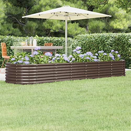 Jardinière Acier Enduit de Poudre Marron 296x80x36 cm WIFESE Grande Taille Balcon Potager sur Pieds