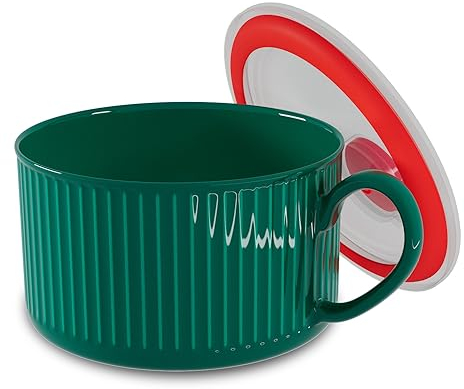 Keramik Suppentassen mit Henkel Groß Mikrowellen Suppenschüssel, 850ml Ramen Schüssel mit Deckel Kaffeetasse Nudeln Salatschüssel Tasse Groß Müslischalen Jumbotasse - Blue