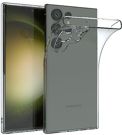 EAZY CASE Hülle kompatibel mit Samsung Galaxy S23 Ultra Schutzhülle Silikon, Ultra dünn, Slimcover, Handyhülle, Silikonhülle, Backcover, Durchsichtig, Klar Transparent