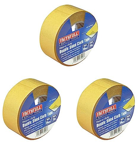 Faithfull FAITAPEDS Double Sided Heavy-Duty Cloth Tape 50mm x 25M (Pack of 3)