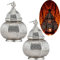 2er Set Marrakesch Lampe und Laterne in einem aus Metall 30 cm groß | Tischlampe Windlicht Lamisa Silber als Orientalische Dekoration