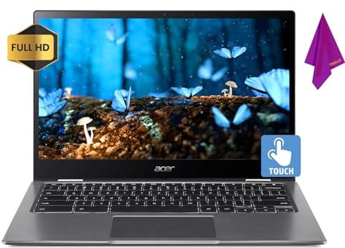 Acer Chromebook Touchscreen Laptop 2in1 - Google Chromebook Tablet - 13inch FHD IPS Display - Backlit Keyboard - 8Core Qualcomm CPU - USB C - Wi-Fi 5 - Webcam - Cloth (4GB RAM |64GB eMMC)