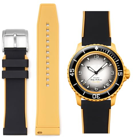 Stanchev Armband für Blancpain Swatch, 22 mm, weiches Gummi, wasserdicht, Ersatzband für Blancpain x Swatch Fifty Fathoms für Herren und Damen, mit Werkzeugset zum Anbringen und Entfernen, 22 mm,