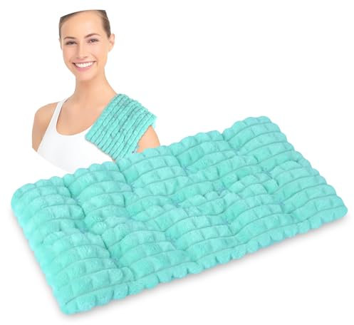 REVIX 6x12 Moist Heating pad microwavable, Reusable Microwave Heating Pads for Joints Pain Relief, Weighted Heat Packs with Flaxseeds Relieve Sore Muscle, Cramps, Neck and Shoulder, Back, Unscented