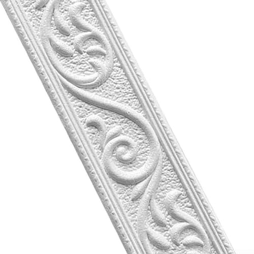 Striscia adesiva per bordo della parete, linea di vita, linea di battiscopa, autoadesiva, bordo in schiuma, impermeabile, 3D, goffrato, autoadesivo, 230 x 5 x 0,4 cm (argento e grigio)