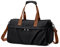 Sac de Sport Femme, Sacs de Voyage Homme avec Compartiment à Chaussures et Poche Humide Sac Week-End à Bandoulière Bagage à Main Sac Femme Cabas de Fitness Imperméable Duffel Bags,Noir avec Marron