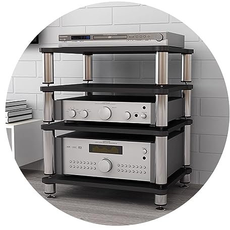 Estante HiFi Estante AV Soporte para TV De 4 Niveles Estante para Amplificador De Altavoz para Amplificador AV/Tocadiscos/Caja Sky/Impresora Capacidad De Carga Ajustable En Altura Multifuncional (Col