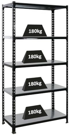 PROREGAL Schwerlastregal Metal Shark | HxBxT 180x90x40cm | Fachlast 180kg | Anthrazit-Verzinkt | Regal Standregal Aufbewahrungsregal