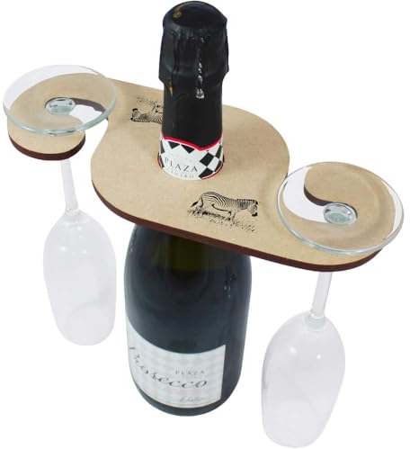 Azeeda 'Zebra Grazing on Grass' Wooden Wine Glass/Bottle Holder (GH00071325)